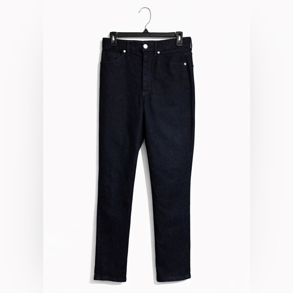 Express Denim - Express Super High Rise Slim Jeans Size 6 Dark Wash Tapered Ankle Denim